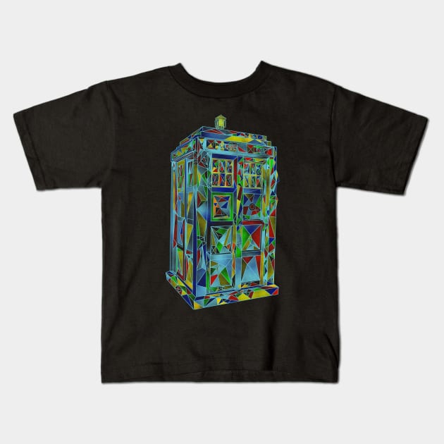 polygonic blue box Kids T-Shirt by kharmazero